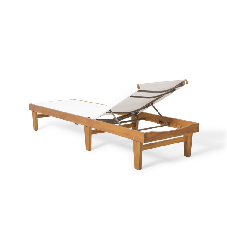 Summerland outdoor mesh and wood chaise lounge hot sale